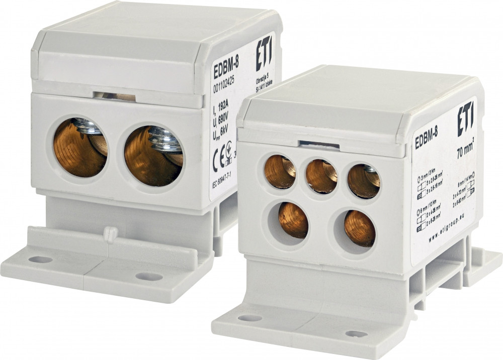 Блок розподільчий EDBM-8 (192A, 1500V AC/DC, OUT: 1х4-70)