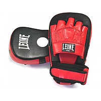 Лапи боксерські шкіряні гнуті Leone Master Protections Red червоний з чорним
