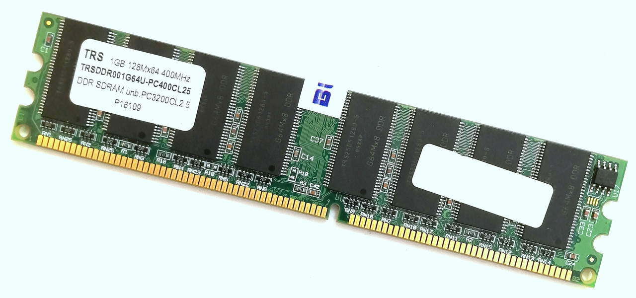 Оперативна пам'ять TRS DDR 1Gb 400MHz 3200U CL2.5 2.5 V (TRSDDR001G64U-PC400CL25) Б/В