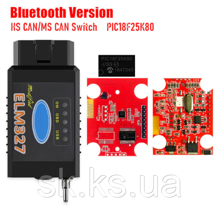 V1.5 elm327 Bluetooth з перемикачем для HS-CAN/MS-CAN PIC18F25K80