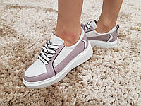 Кеды женские спортивные туфли из натуральной кожи на плоской подошве модные молодежные 40 размер Romax 0186