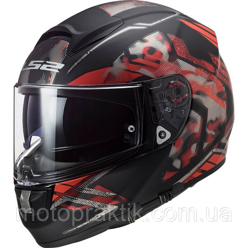 LS2 FF397 VECTOR FT2 STENCIL MATT BLACK RED, XS Мотошолом інтеграл з окулярами