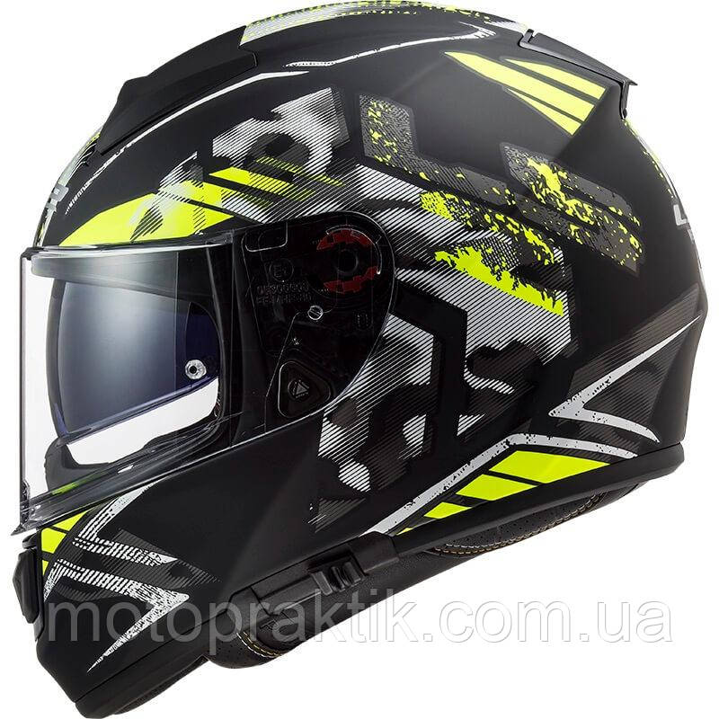 LS2 FF397 VECTOR FT2 STENCIL MATT BLACK H-V YELLOW, XS Мотошолом інтеграл з окулярами