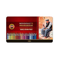 Олівці кольорові аквар.Mondeluz, мет.кор., 72 кв.