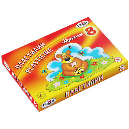 Пластилін "Мультики", кор., стек, 160 г, 8 кол., фото 1