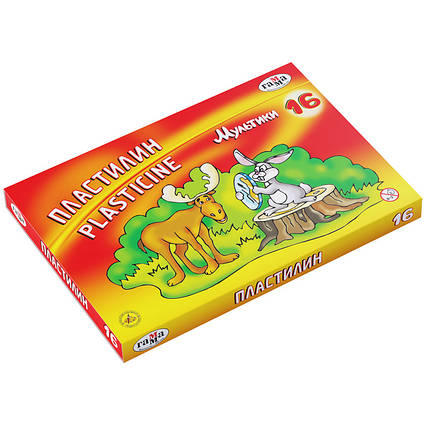 Пластилін "Мультики", кор., стек, 320 г, 16 кол., фото 1