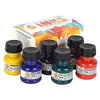 Туш для креслення, 20г., набір 6 кольорів