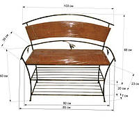 Кованая подставка для обуви (банкетка) 1.6/80 см. черный/бронза