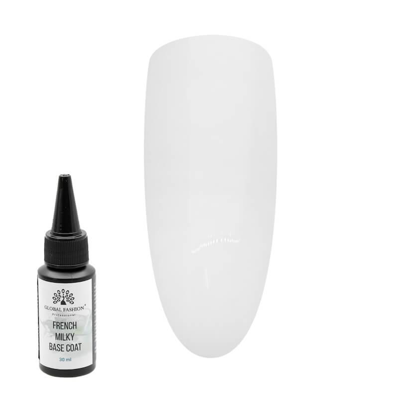 FRENCH MILKY BASE COAT, МОЛОЧНАЯ КАУЧУКОВАЯ ФРЕНЧ БАЗА GLOBAL FASHION 30 МЛ