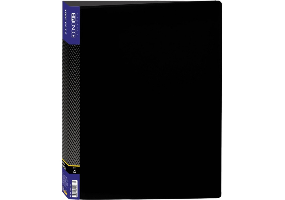 Папка пластикова А4 ECONOMIX на 4 кільця, 3 см чорна, Е30702-01