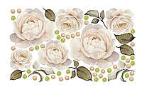 Декоративна інтер'єрна наклейка, оракал, Акварельні троянди античний білий (бежеві, білі, палієві квіти)