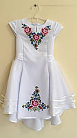 Платье* модельное с вышивкой в украинском стиле "Цветочный орнамент" цвет белый рост 158 см