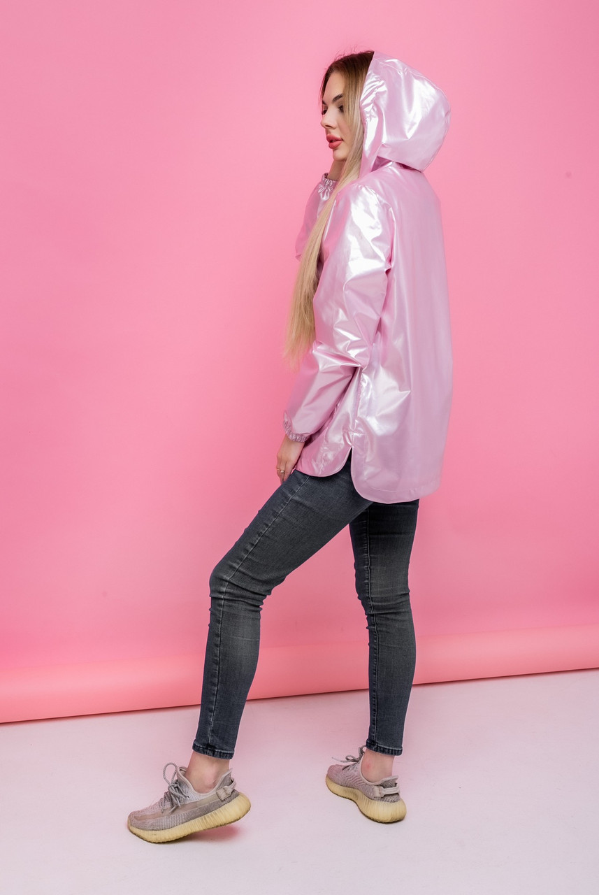 Анорак женский Intruder "Unique" розовый с капюшоном лаковый - фото 7 - id-p1398152226