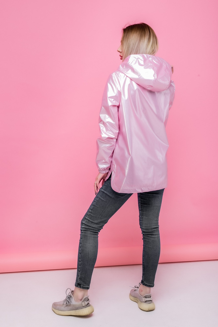 Анорак женский Intruder "Unique" розовый с капюшоном лаковый - фото 8 - id-p1398152226