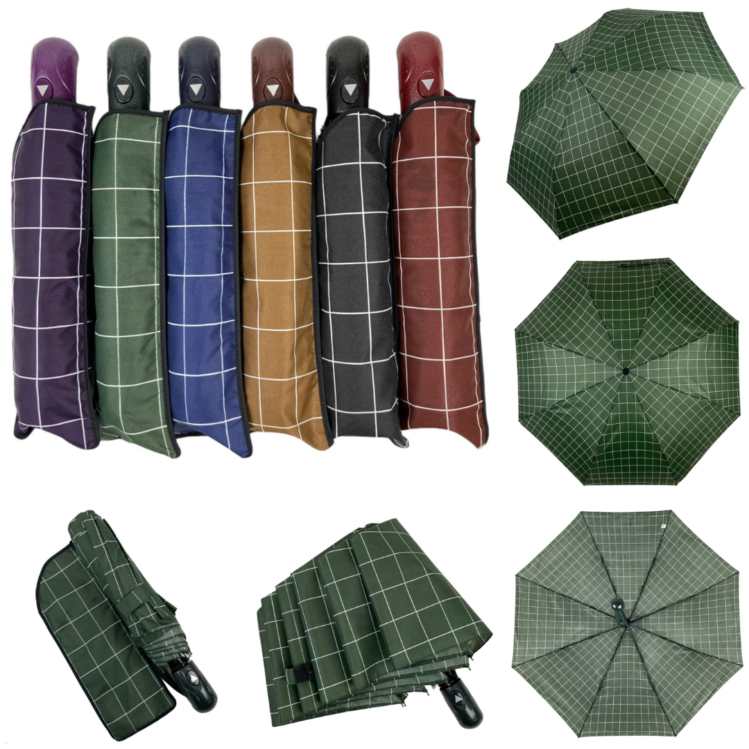 Жіноча парасоля напівавтомат Toprain на 8 спиць в клітку, 6 різних кольорів, 2023, фото 1
