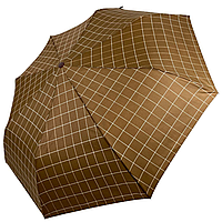 Женский зонт полуавтомат Toprain на 8 спиц в клетку, светло-коричневый, 02023-3