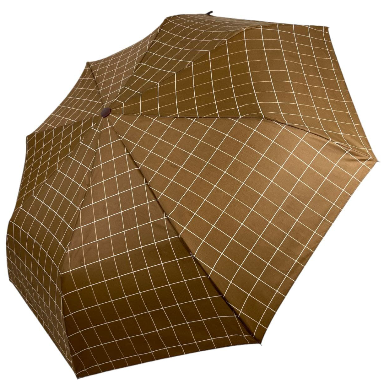 Жіноча парасолька напівавтомат Toprain на 8 спиць у карту, світло-коричнева, 02023-3, фото 1