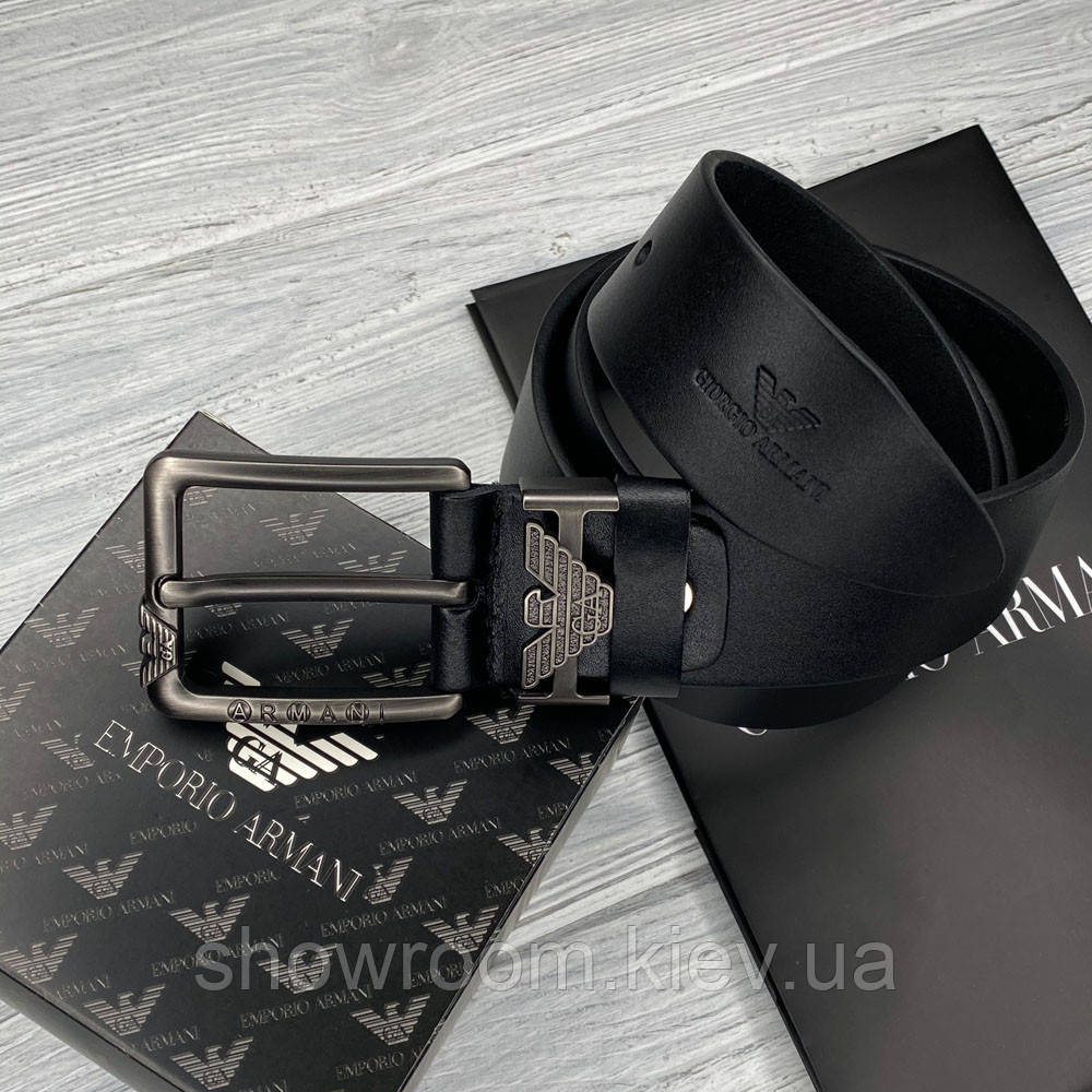 Чоловічий шкіряний брендовий ремінь для джинсів (311) чорний