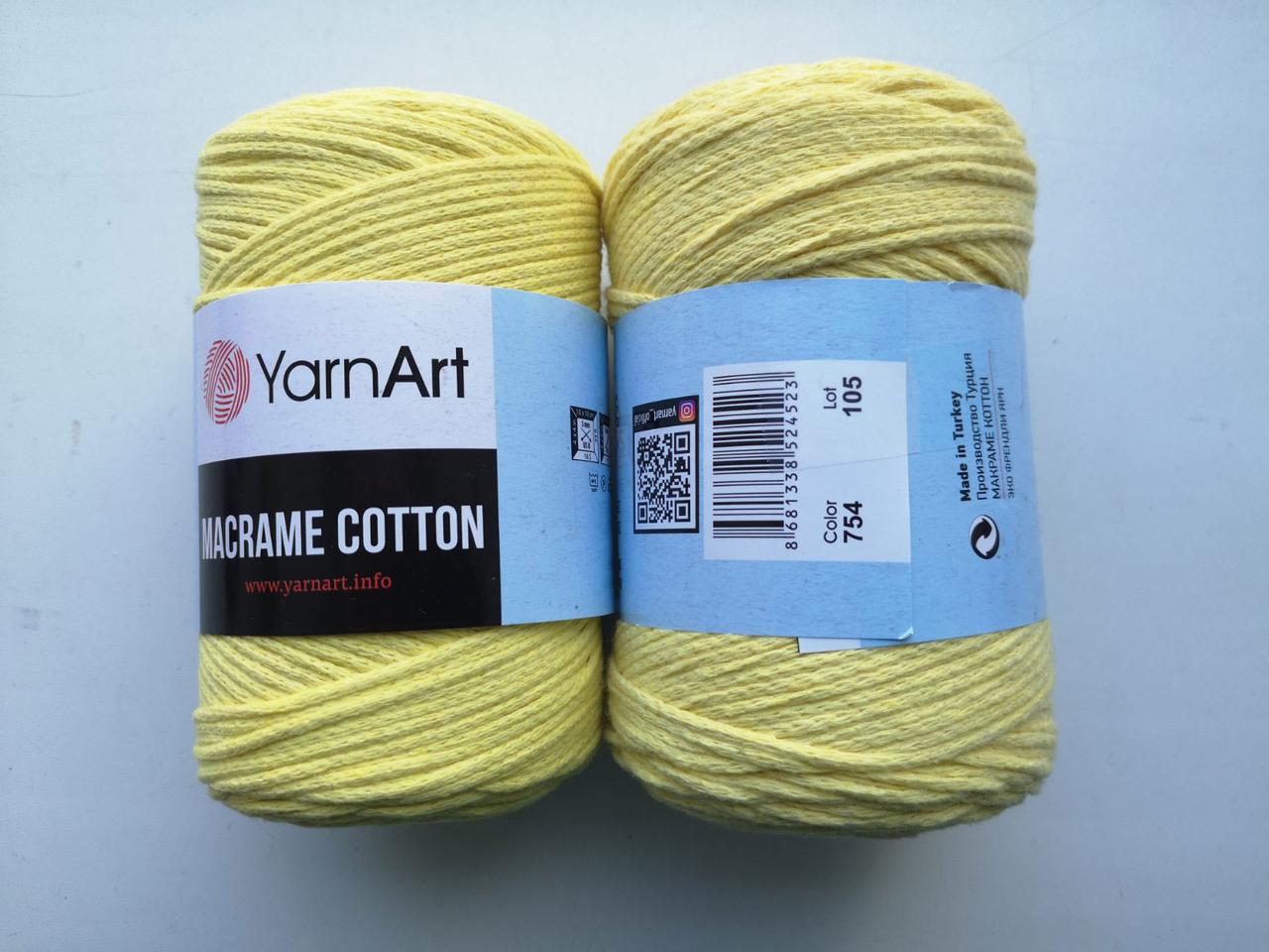 Пряжа YarnArt Macrame Cotton Ярнарт Макраме Коттон колір 754 жовтий, 1 моток 250г, фото 1