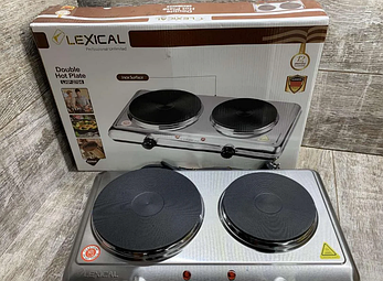 Плита електрична електроплита двох конфорочна нержавіюча сталь Lexical LHP-2704, фото 2