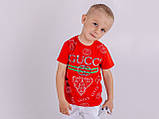 Червона стильна дитяча футболка Gucci на хлопчика 2-3 роки, фото 2