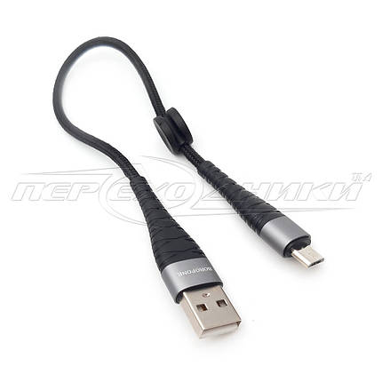 Кабель USB 2.0 — micro USB, 5 А (преміум'якість), 0.25 м, чорний, фото 3