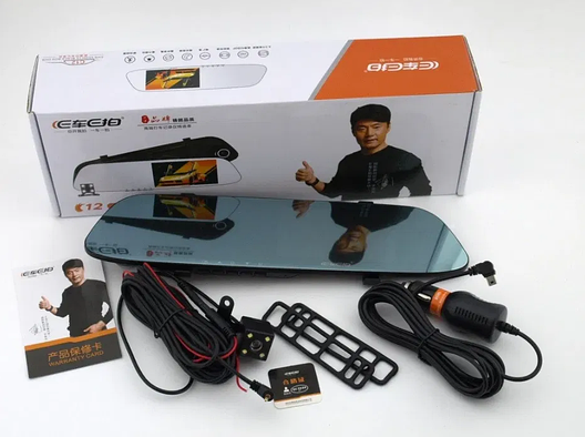 Дзеркало відеореєстратор DVR C12 з двома камерами Full HD, Автомобільне дзеркало відеореєстратор 4,3", фото 2