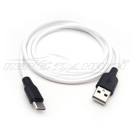 Кабель силікон USB 2.0 to Type-C, 1.0 м,білий, фото 1
