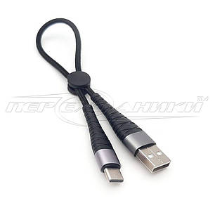Кабель USB 2.0 to Type-C, (гарна якість), 0.25 м, чорний, фото 1
