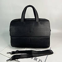 Мужской кожаный портфель для документов Giorgio Armani Джорджо Армани черный