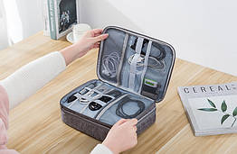 Сумка-органайзер для дротів, кабелів і ґаджетів DM 28*21*10 см Сірий