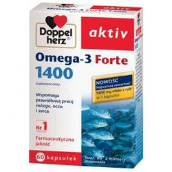 Doppelherz aktiv Omega-3 Forte 1400 Риб'ячий жир з вітаміном Е 60 кап Доставка з ЄС