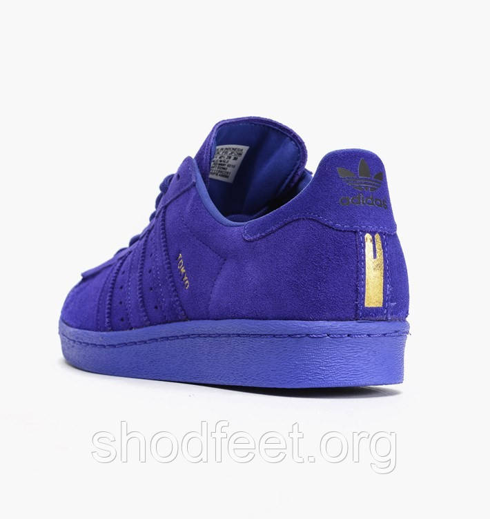 Женские кроссовки Adidas Superstar 80s City Series Tokyo Blue - фото 3 - id-p203505915