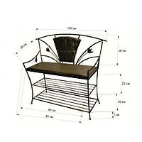 Кованая подставка для обуви (банкетка) 1.5/80 см. черный/бронза