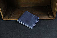 Класичний гаманець - портмоне (місткість 6 карт), вінтажна шкіра, розмір 11*9, колір синій