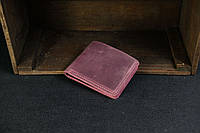 Класичний гаманець - портмоне (місткість 6 карт), вінтажна шкіра, розмір 11*9, колір бордо