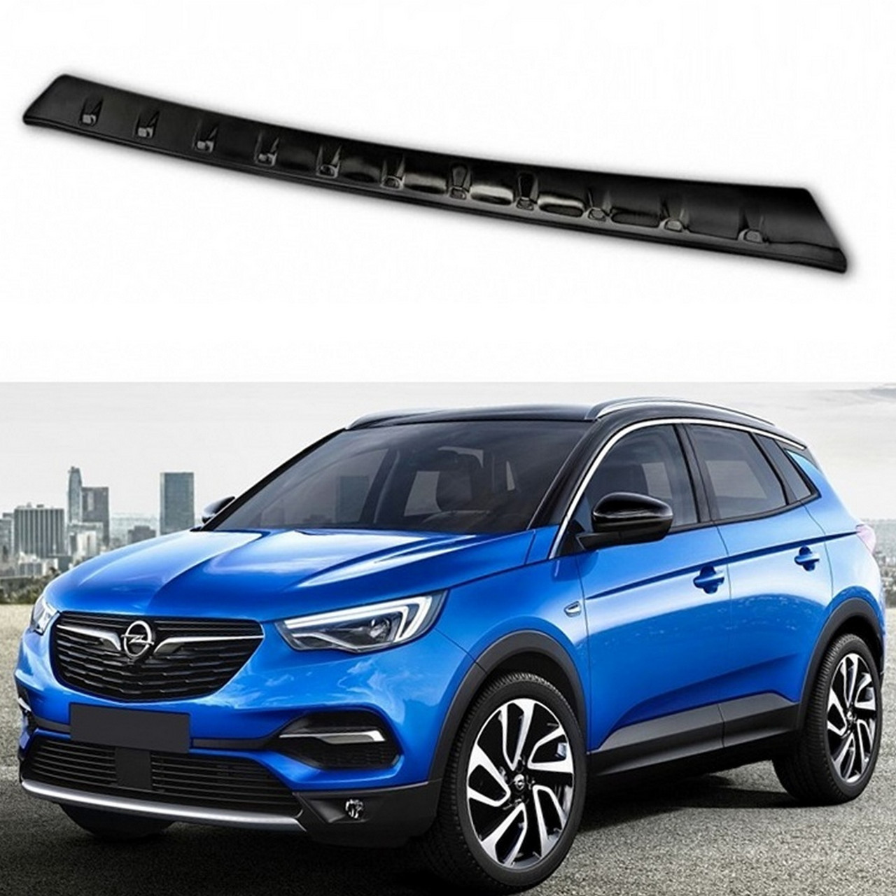 Захисна накладка на задній бампер для Opel Grandland X 2017-2021 /чорна нерж.сталь/