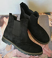 Жіночі чорні черевики в стилі Timberland натуральний замш весна осінь 38