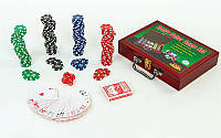 Набор для покера 200 фишек в деревянном кейсе Zelart Poker Game Set BSG 6642