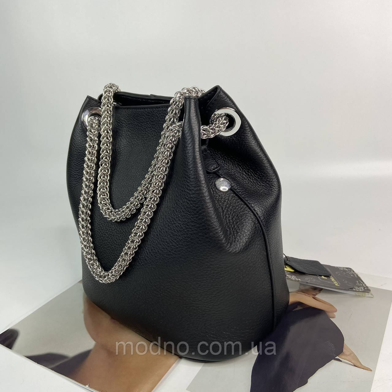 Женская кожаная сумка на цепочке на и через плечо Polina & Eiterou - фото 4 - id-p1180634142
