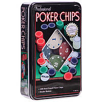 Набор для покера 100 фишек в оловянном кейсе Zelart Poker Chips BSG 1102110