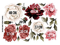Вінілова інтер'єрна наклейка Акварельні квіти півоній у кольорі теракот, "М" від 25 до 40 см