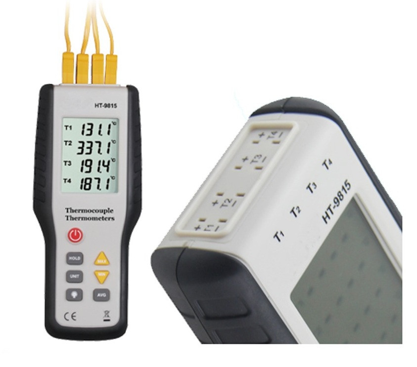 Чотирьохканальний термометр з термопарами К-типу Xintest HT-9815 (-200..+1372 °C)