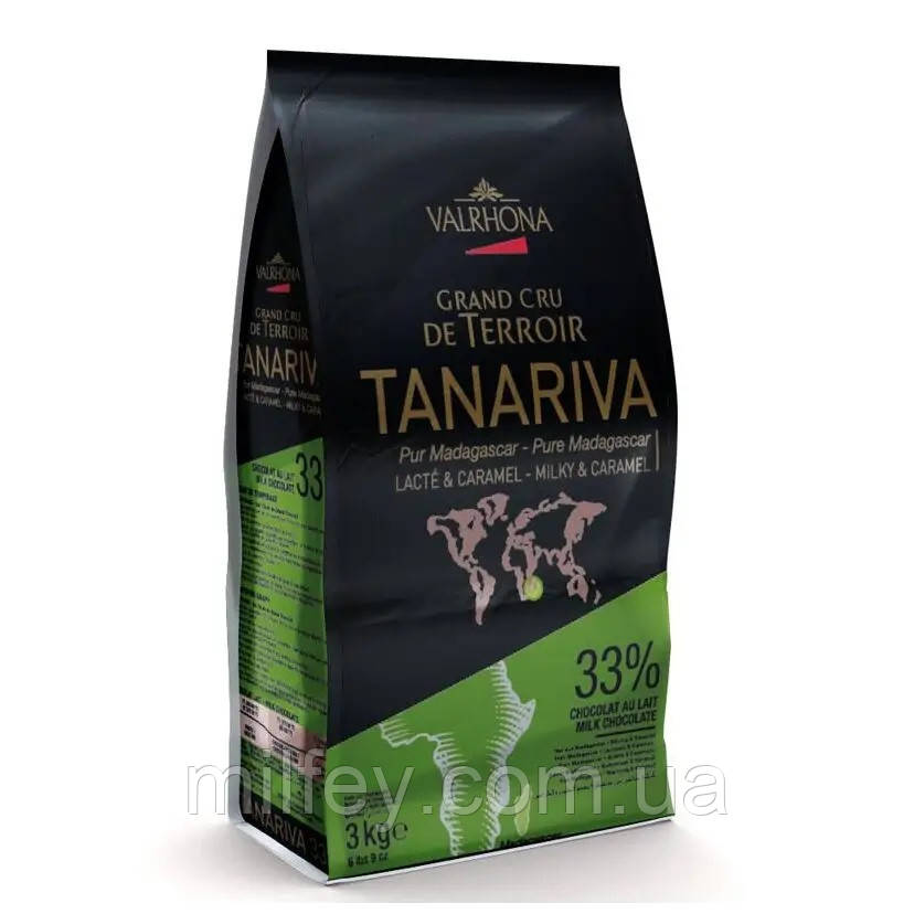 Шоколад молочний Valrhona Tanariva 33% 3 кг