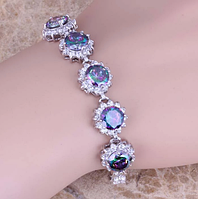 Жіночий срібний браслет на руку з містик топазом