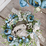 Великодній віночок з кроликом, вінок великодній на двері, Д-27 см, фото 3