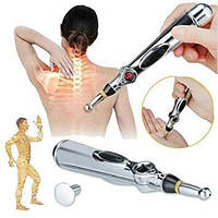 Акупунктурный массажер для лица и тела в форме ручки 18 см Meridian Energy Pen стальной