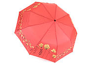 Красный зонт с цветочным принтом