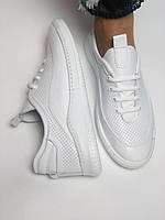 Evromoda. Жіночі білі кеди-кросівки з натуральної шкіри. Розмір 37 38, фото 2