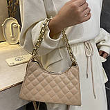 Жіноча класична сумка через плече крос-боді на ремінці з товстої ланцюжком кавова какао, фото 2